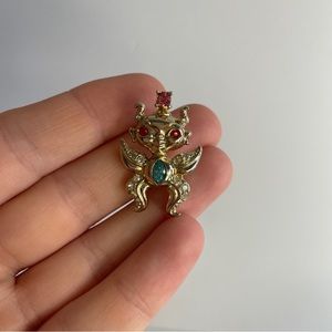 *Extreamly Rare* Vintage Moonman Lucky Devil CORO Rhinestone Brooch Pin